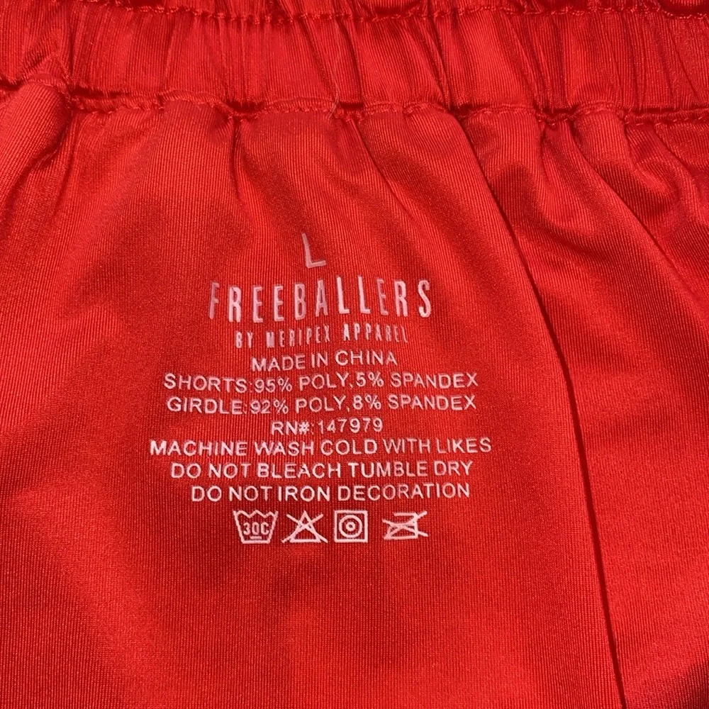 Freeballers The Show Stopper navy/red athletic performance shorts inner liner S